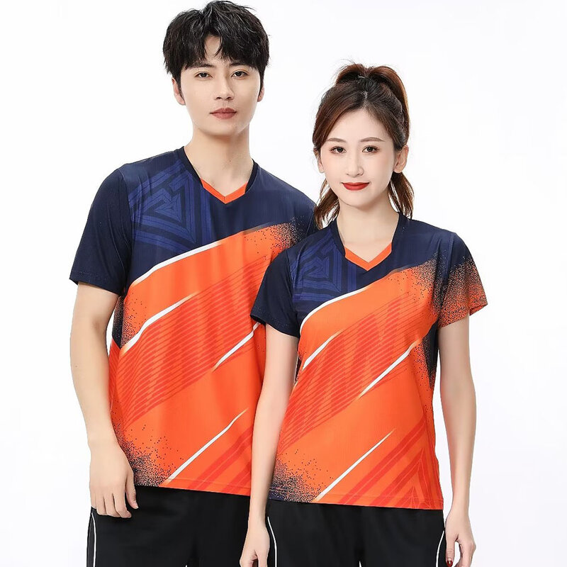 Męskie kobiety Ping Pong tenisowe T-shirt sportowe bluzki szybkoschnące rodzinne letnie koszulka siatkarska do badmintona 2023