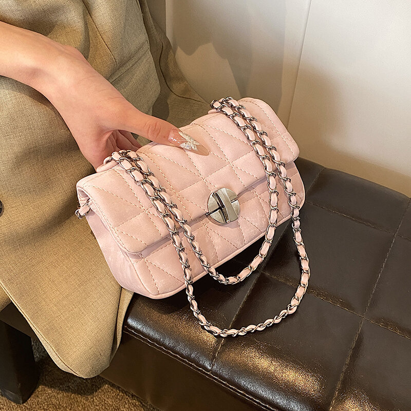 Klasyczna torba boczna na ramię dla kobiet z łańcuszkami torby klapowe torba Crossbody damska modna prosty projektant torebka