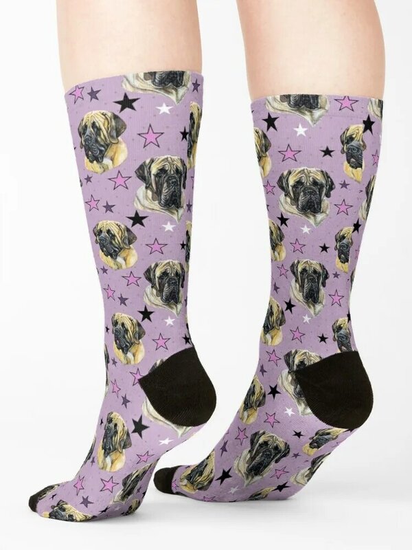 Mastiff (bahasa Inggris)-kaus kaki merah muda anime crazy Socks Pria Wanita