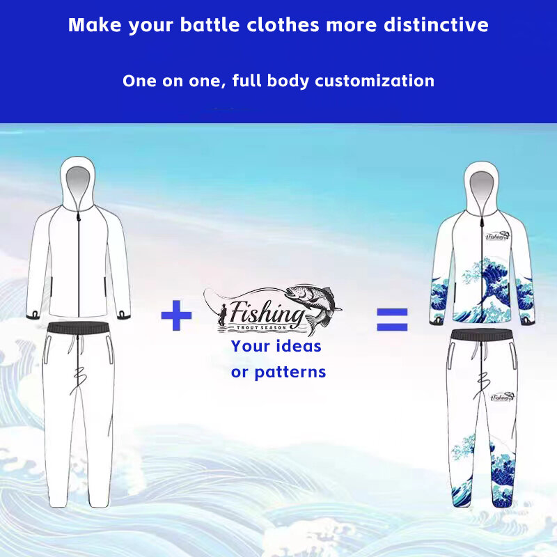 Fishing sun protection suit, ice silk breathable outdoor fishing pants, customized bamboo charcoal quick drying mosquito proof f