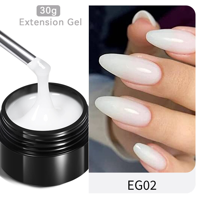 BORN PRETTY-Gel para extensión de uñas, Gel de construcción UV, Color blanco lechoso y transparente, 30ml