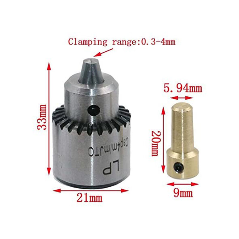 Broca Elétrica Chuck Clamping Range 0.3-4mm, Taper Mounted, Quick Change, Keyless, 3.17mm, 4mm, 5mm, 6mm, 8mm Shaft, Micro Motor Drill