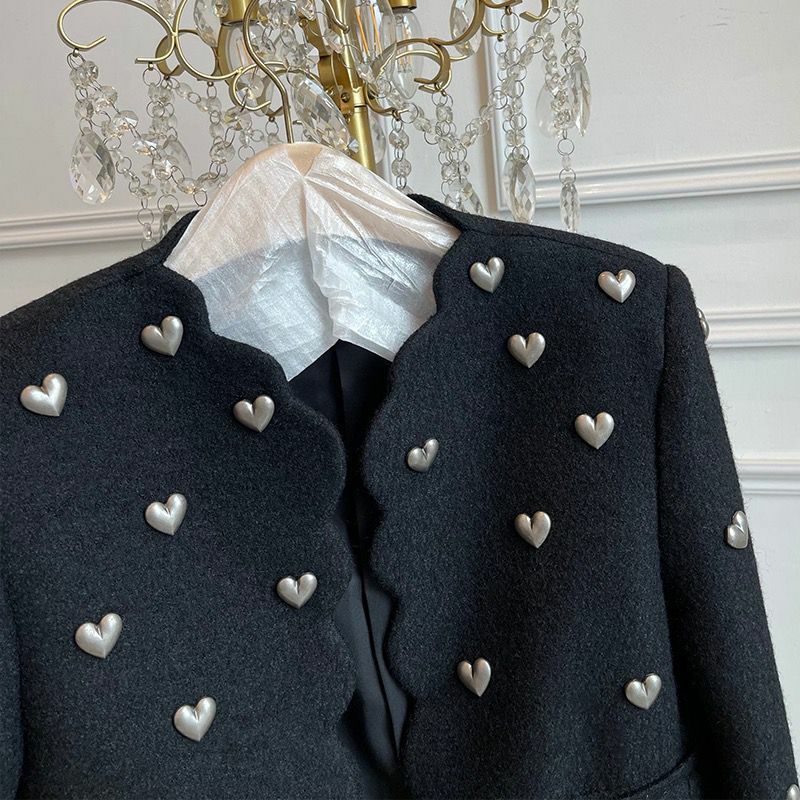 Veste en Tweed à Manches sulfet Col Rond pour Femme, Vêtement d'Extérieur Vintage Coréen de Marque à la Mode, Collection Automne-Hiver 2023