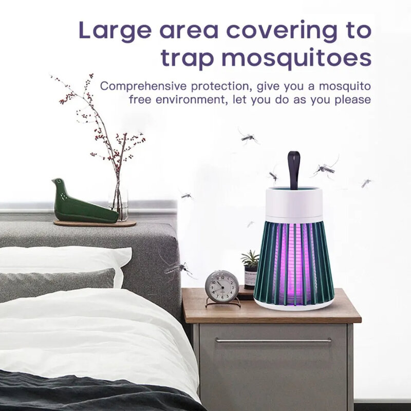Choque elétrico Mosquito Killer Lamp, Uso impermeável, Recarga USB, Luzes repelentes de mosquito, Bug silencioso Zapper para quarto, Ao ar livre