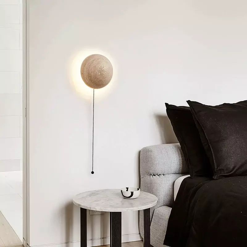 مصباح جداري من الحجر الأصفر للكهف ، إضاءة غرفة النوم الإسكندنافية ، جو بجانب السرير ، تركيبات الإضاءة ، مصابيح ديكور لغرف المنزل ، كريم ، أو V ، أو V V