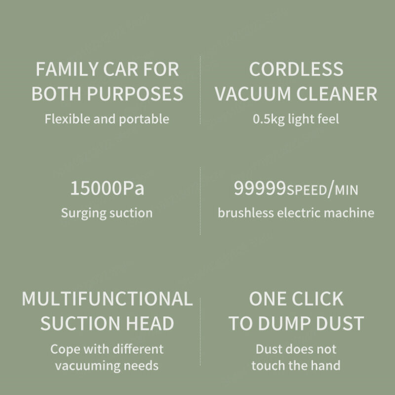 Xiaomi-aspiradora Youpin inalámbrica para coche y hogar, cepillo de rodillo motorizado, 15000Pa, portátil, para vehículo