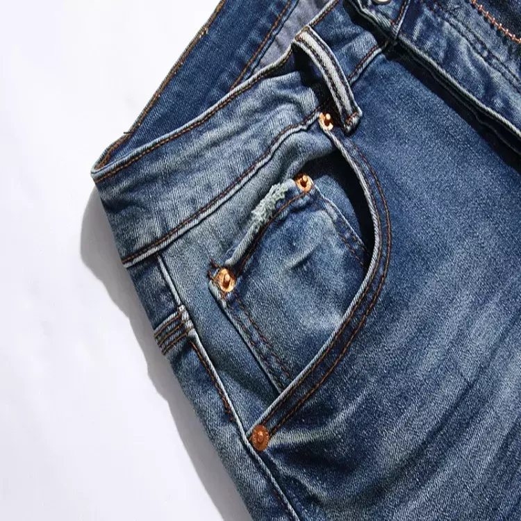 Jeans tren jalanan 2024 merek kualitas tinggi desain potong Luat lurus ramping