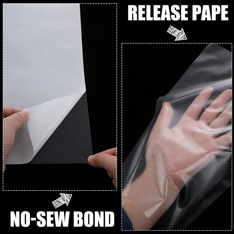 50 Pcs A4 Size Iron On Adhesive 11.81X7.87 Inch Double Sided Transparent Heat Melt Iron On Transfer Paper For Clothing