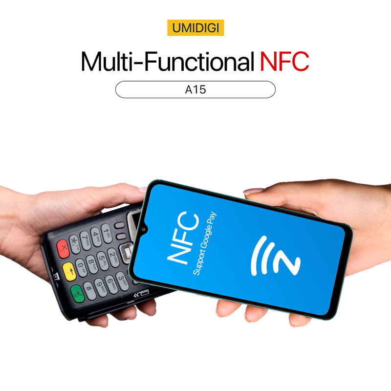 Umidigi สมาร์ทโฟน A15 8GB + 256GB 6.7 "HD + จอแสดงผลแบตเตอรี่5000mAh 20W ชาร์จเร็ว unisoc T606 4G 64MP NFC แอนดรอยด์