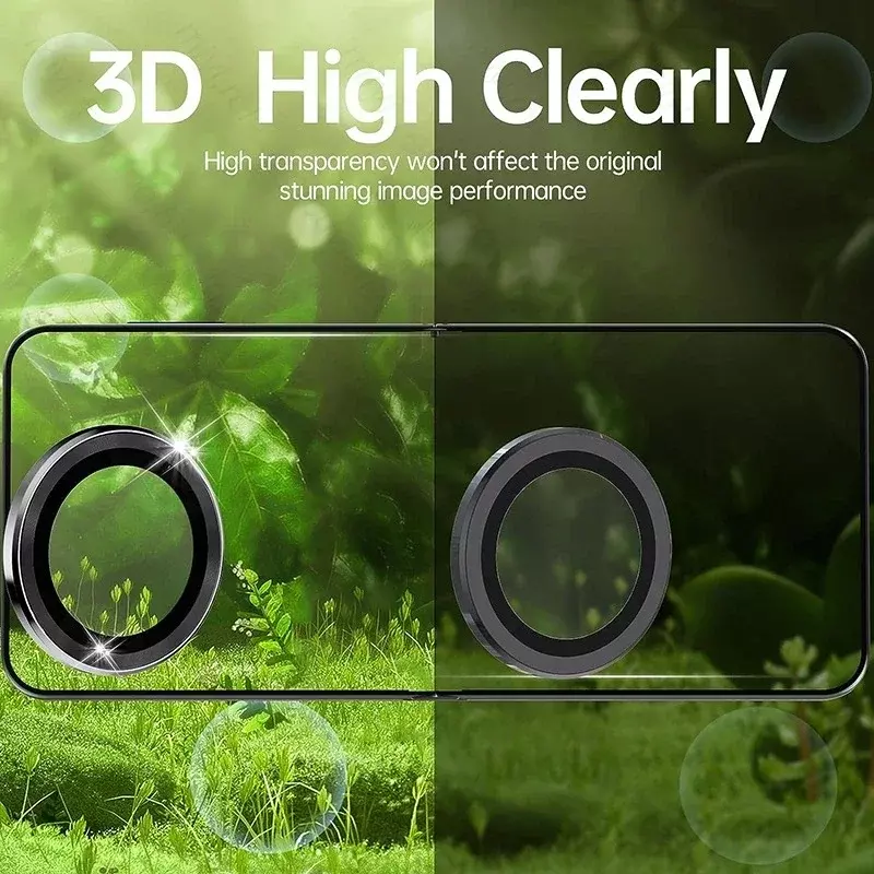 Câmera de vidro temperado curvo proteger capa para Samsung Galaxy Z, Flip5, Flip 5, 5G, Matel Ring, Cap Lens, ZFlip5, Z5