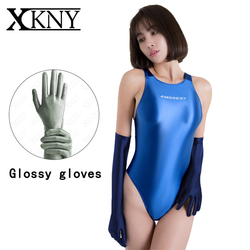 XCKNY Satin silky oil glossy mittens multicolor sexy high elastic gloves party dress shiny high elastic role play dress gloves