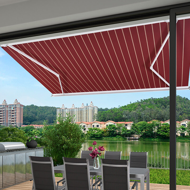 Outdoor awning telescopic canopy balcony awning hand crank electric awning villa decoration