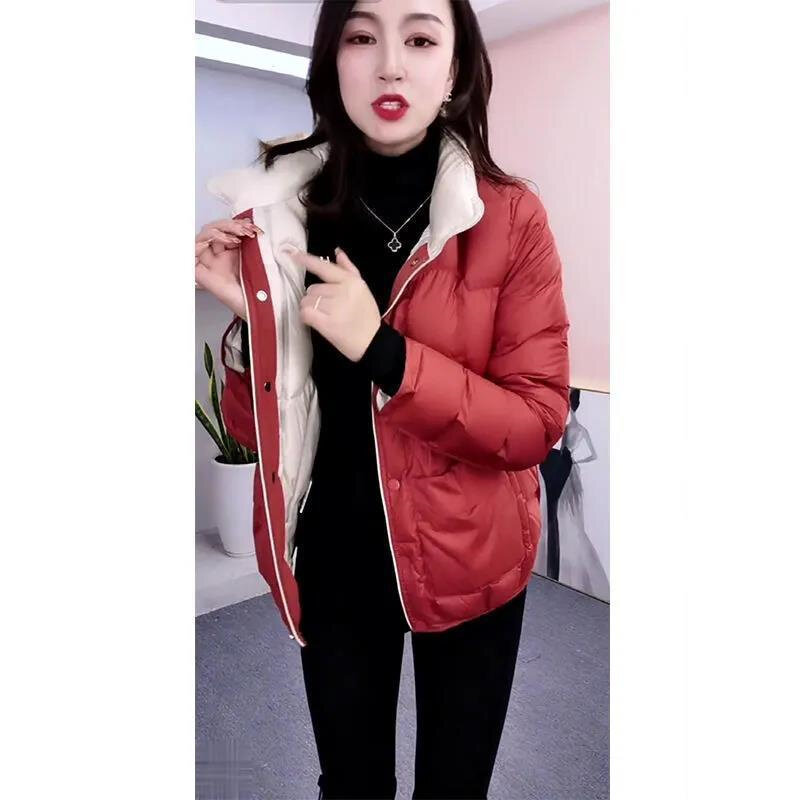 2022 Winter Neue Frauen Kurzen Abschnitt Unten Baumwolle Jacke Weibliche Mode Neue Koreanische Licht Dünne Baumwolle Gefütterte Jacke Starke Warme hecht
