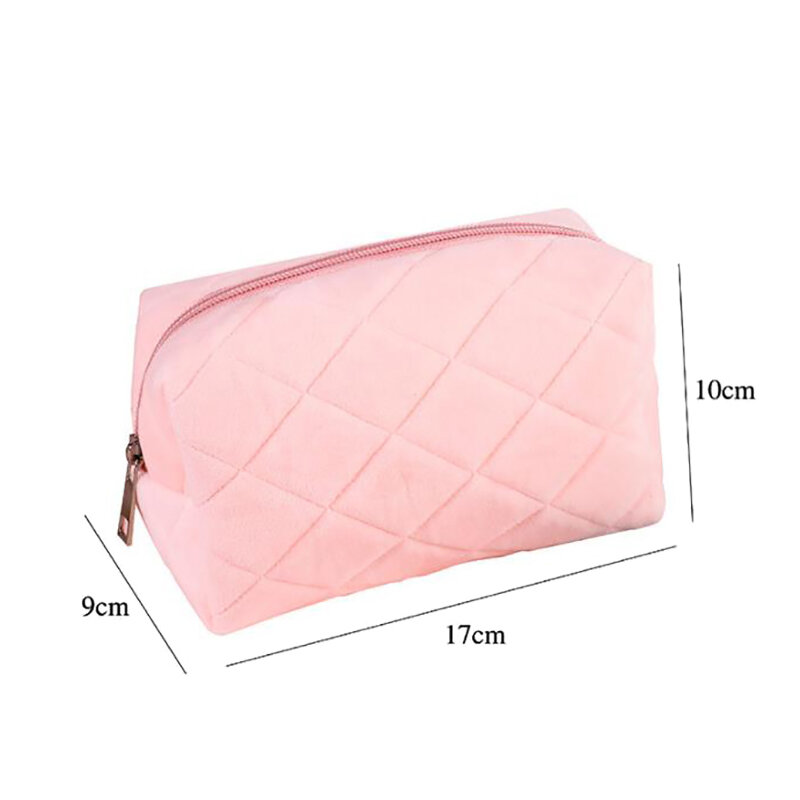 1 Buah Tas Makeup Bulu Lucu Warna Polos untuk Wanita Ritsleting Tas Kosmetik Besar Travel Make Up Tas Perlengkapan Mandi Kantong Cuci