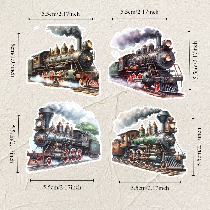 Cute Hand-painted Watercolor  Retro Locomotive Sticker To Diy Ablum Diary  Waterproof  Decals Fun Classic Toy stationery