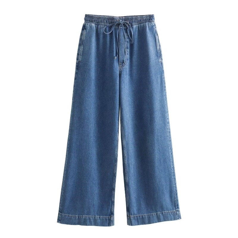 TRAF ZR-Jeans e calças jeans para mulheres, ternos de moda, 2 peças, conjuntos de correspondência, Y2K, grupos, novo, 2024