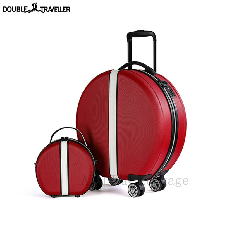 NEW 18inch Trolley luggage set 2PCS/SET carry ons suitcase on wheels rounded fashion kids travel Cabin rolling luggage set bag
