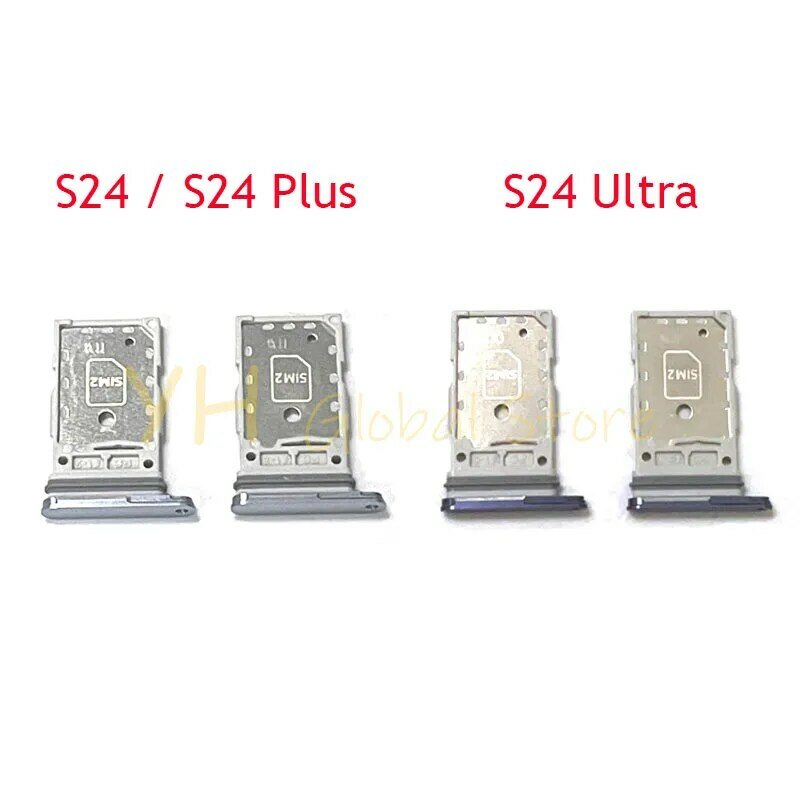 For Samsung Galaxy S24 Plus Ultra S24+ Sim Card Slot Tray Holder Sim Card Reader Socket Repair Parts