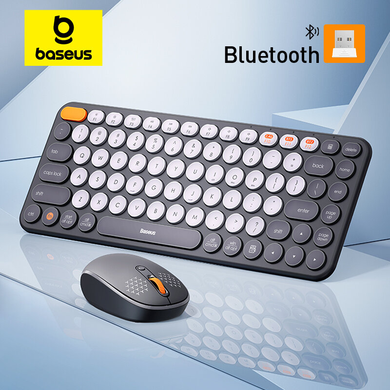 Baseus-ratón inalámbrico con Bluetooth para ordenador, Combo de teclado y ratón con receptor USB Nano de 2,4 GHz para PC, MacBook, Tablet y portátil