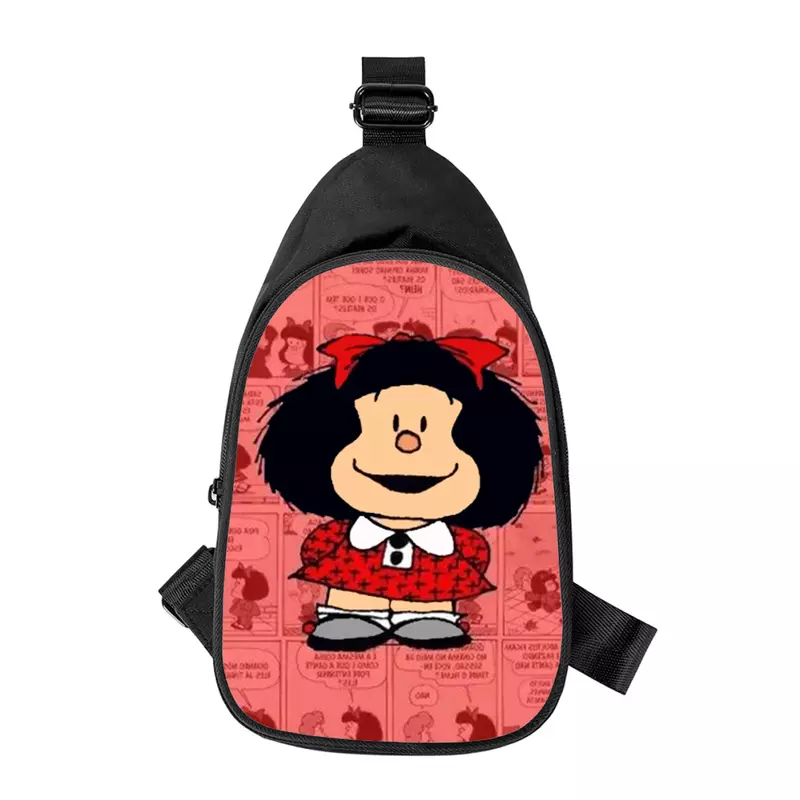 Bonito desenho animado Mafalda 3D Print Cross Peito Bag para homens e mulheres, bolsa de ombro, marido, escola, pacote de cintura, masculino, novo