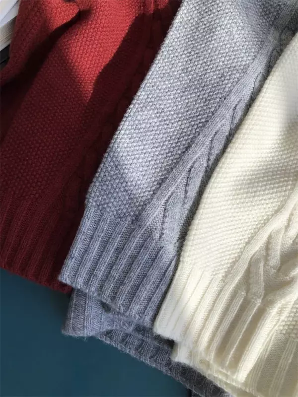 Suéter casual torcido tridimensional feminino, pulôver de lã com o pescoço, que combina com tudo, monocromático, outono, inverno