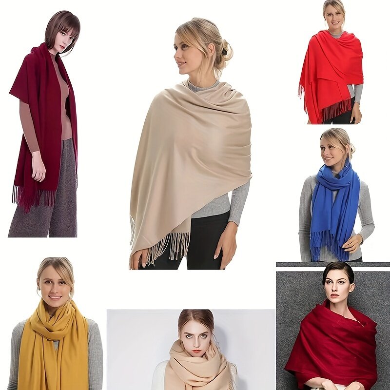 2024 baru warna Solid Hijab tipis bernapas syal gaya sederhana lembut hangat rumbai syal untuk wanita