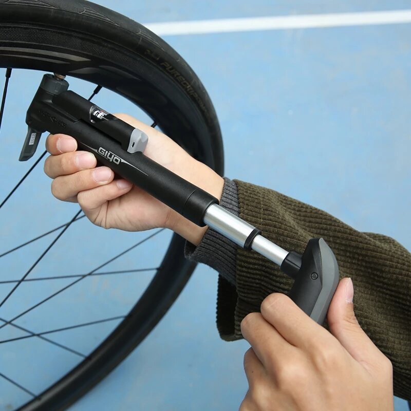 GIYO – pompe à Air Portable pour vélo, avec jauge, 120psi, Mini, manuelle, pour vélo de montagne, Valve intelligente, gonfleur de pneus, jouet