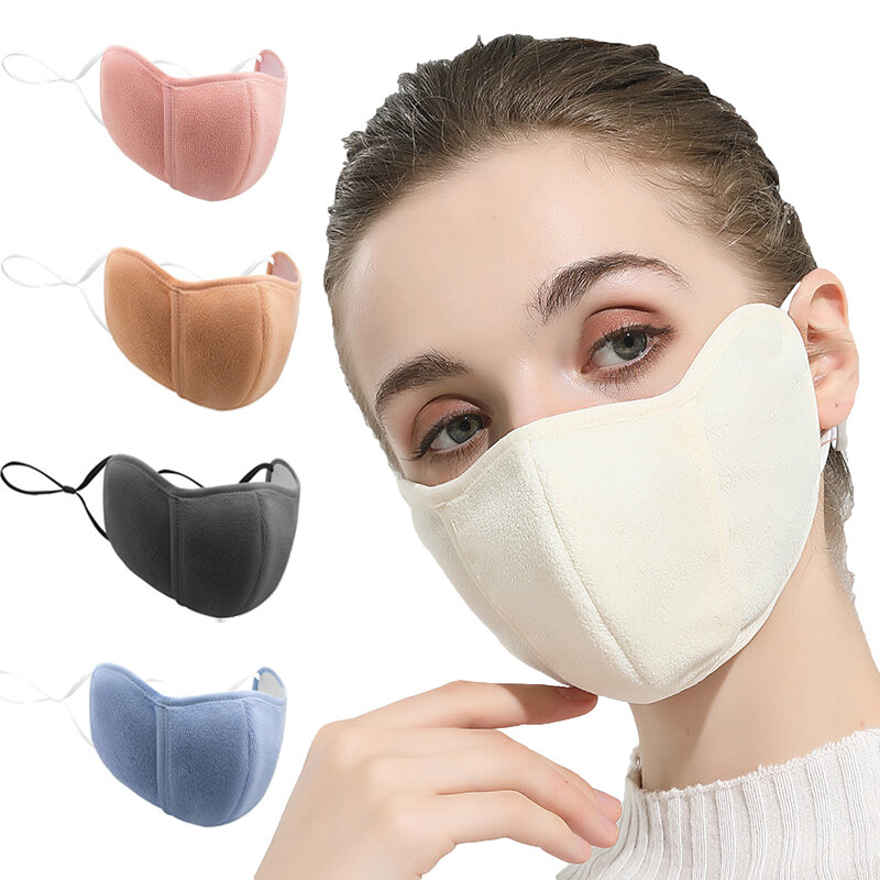 Winter Thermal Mask Breathable Windproof Thicke Warm Fleece Half Face Masks Women Men Outdoor Sports Driving Cycling Hiking Mask