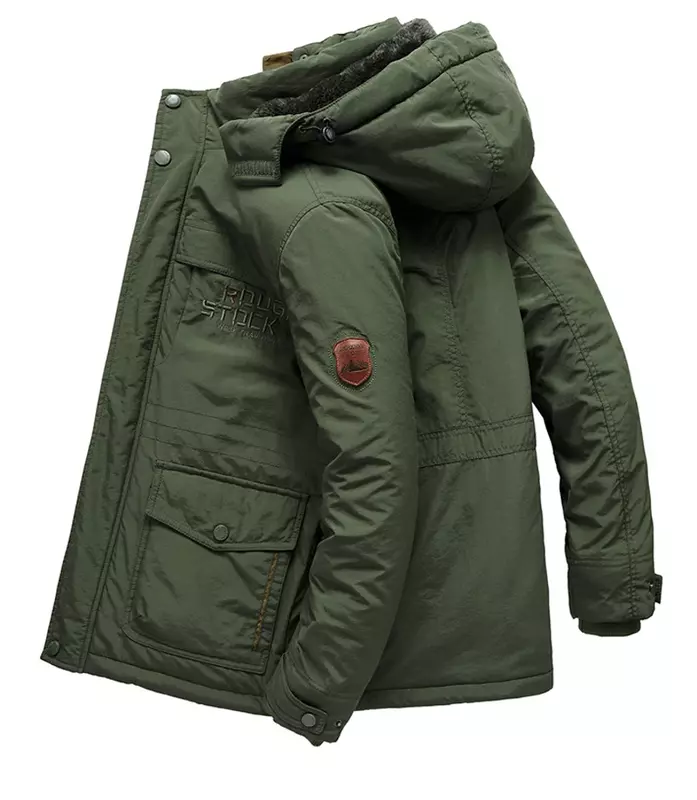 Мужская зимняя куртка с флисовой подкладкой, уличная парка, пальто с капюшоном, ветровка, плотная теплая верхняя одежда, большой размер 6XL, с несколькими карманами