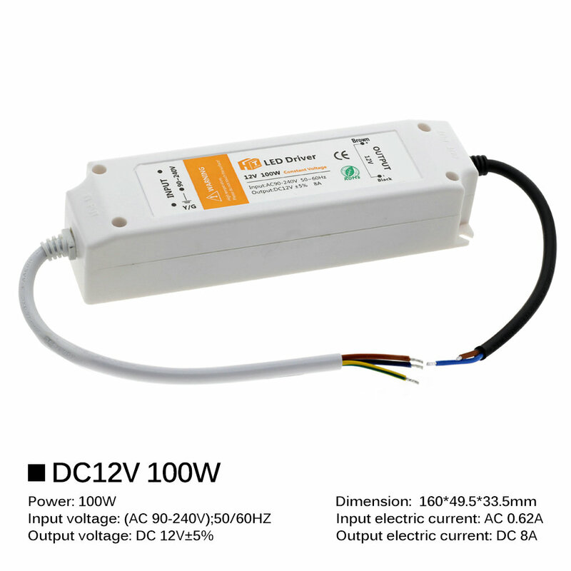 LED 스트립 조명용 전원 공급 장치 어댑터, 조명 변압기, DC12 볼트 소스 LED 드라이버, 12 V, 110V, 220V-12 V, 100W, 72W, 36W, 18W