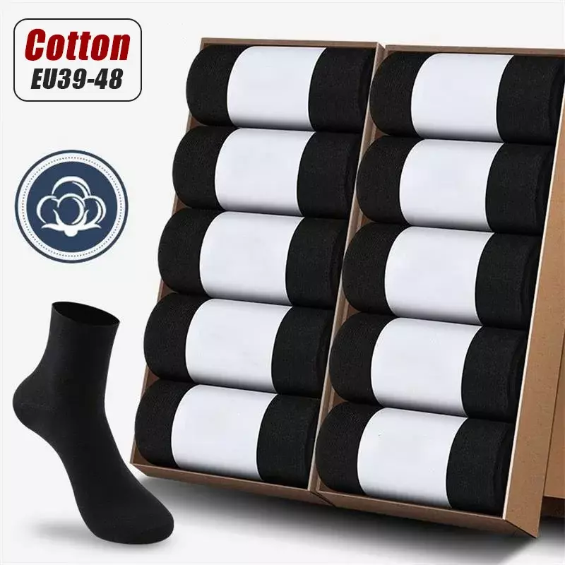 Calcetines largos de algodón puro para hombre, medias suaves y transpirables de talla grande, informales, para oficina y negocios, lote de 20 EU39-48.