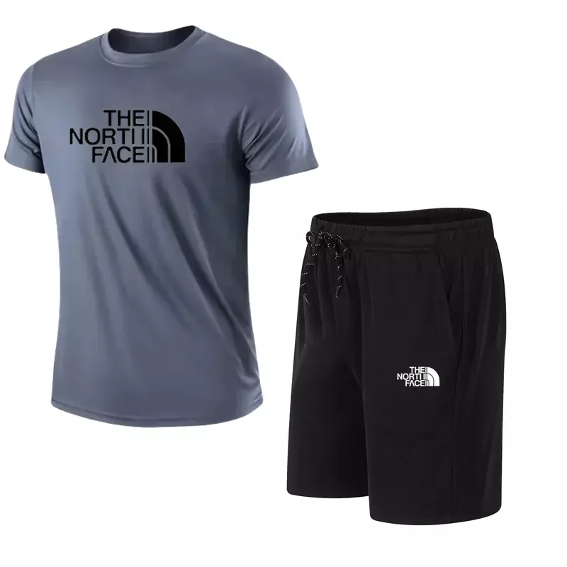 Conjunto de camiseta e shorts de manga curta masculino, conjunto esportivo popular, conjunto jogging, moda lazer, verão, 2024