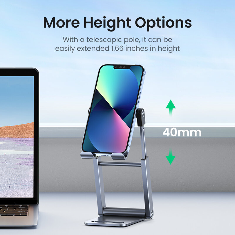 UGREEN Phone Holder Foldable Aluminum Cell Phone Stand Tablet Stand Support Mobile Phone iPhone 13 12 Pro Xiaomi Samsung Huawei