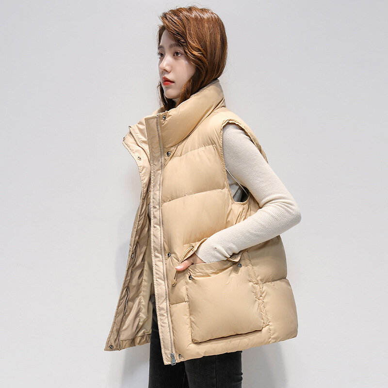 女性用スタンドアップカラーのショートジャケット,新しい冬のストリートウェア,巾着ポケット,ファッショナブル