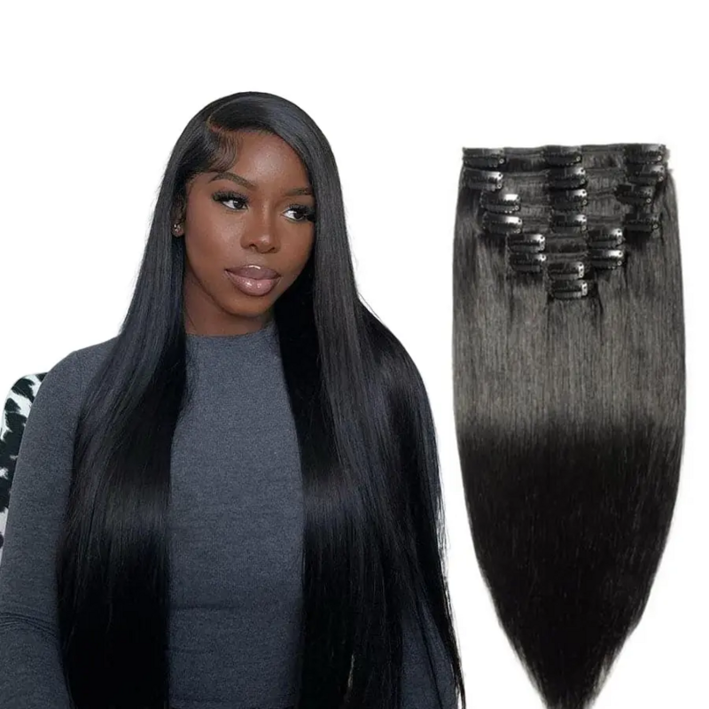 Wholesale Top Straight Natural Clip In Real Human Hair Extension Full Head Brazilian 100% Human Hair Cuticle Aligned For Women