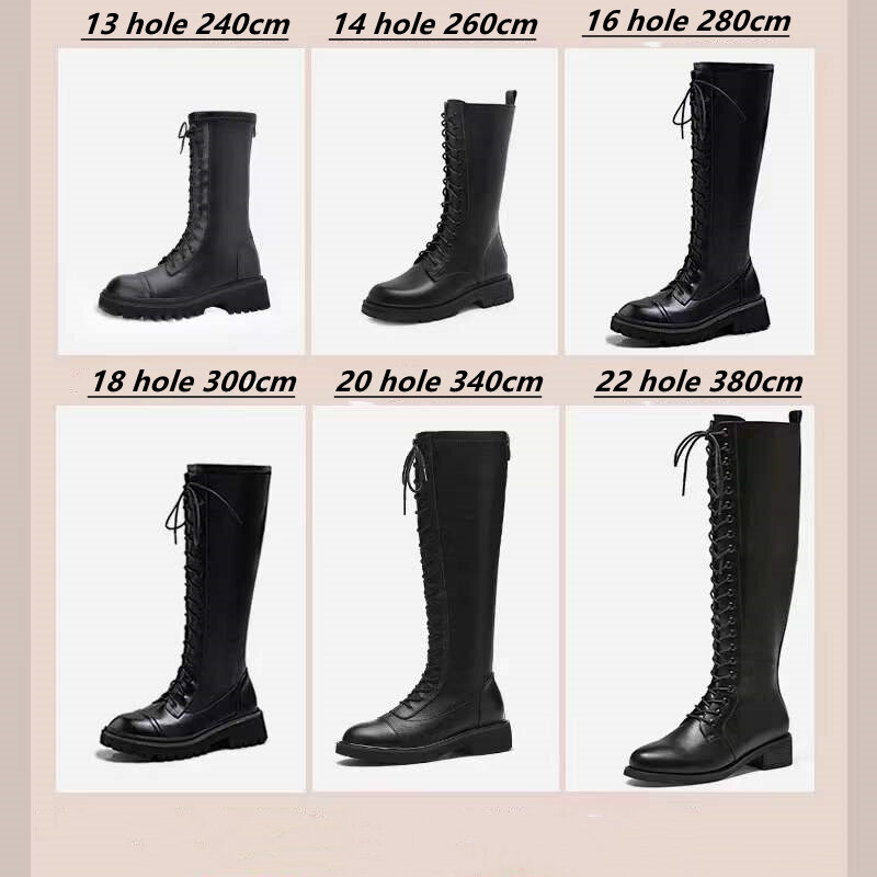 Cordones de botas Martin superlargos hechos a medida para mujer, zapatos de cuero para herramientas, cordones de cuerda redondos Encerados, negros, alargados, Extra largos