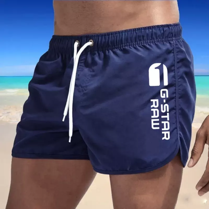 Shorts de praia respirável masculino, calção de banho, pranchinha de surf, roupa masculina, calça de verão sexy, 9 cores