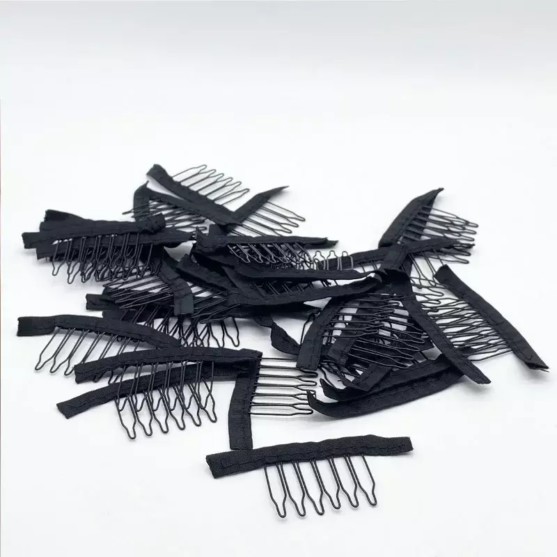 40 pcs black color cloth wig combs 6 teeth hair wig clips for full lace wig cap wig accessories