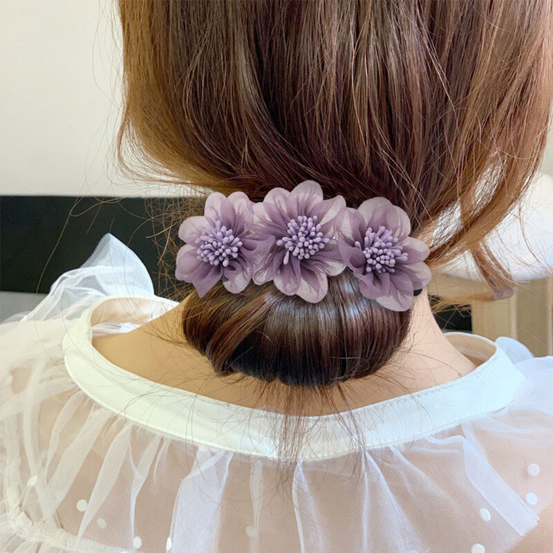 Fashion Hair Styling Tool Floral Korean Artifact Haircut Ball Head Hair Bun Maker Disk Hair Sticks Hair Accessories