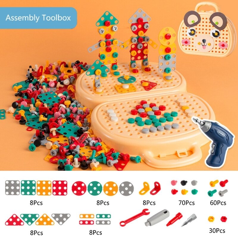 2024 New DIY Workbench Toolbox Toy Educational Toy Puzzle Brain Developmental Pegged Board Desk Toy Busyboard Toy for Toddlers