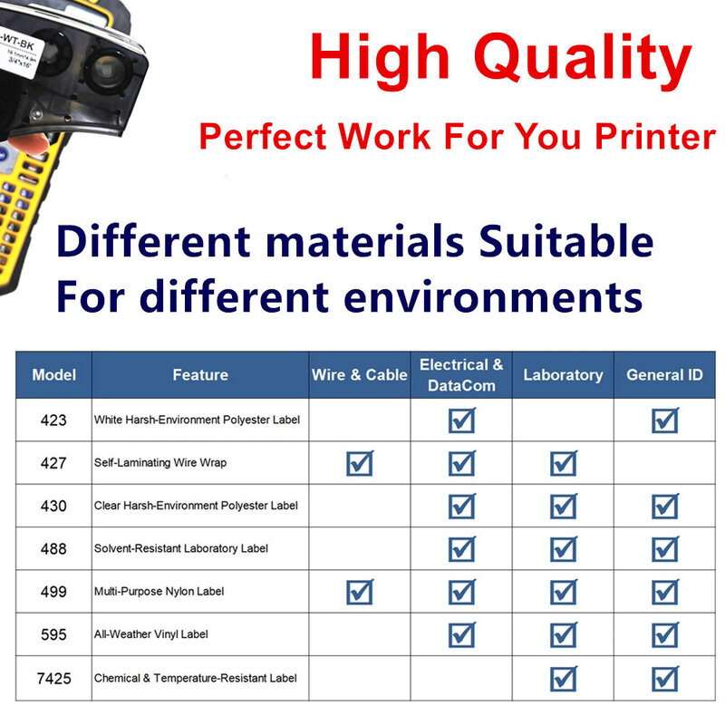 Impressora de etiquetas portátil BMP21 PLUS, vinil auto-estratificante, compatível com Brady M21 750 e 427, 1-20PCs, M21-750-427, 0,75 in