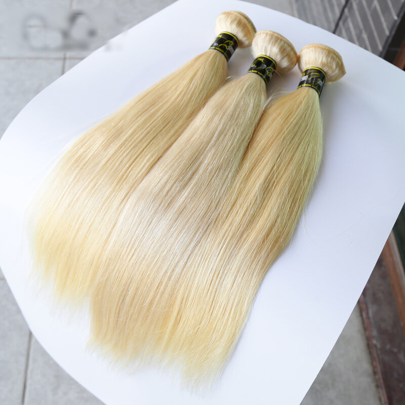 NextFace Blond proste pasma ludzkich włosów Włosy brazylijskie # 613 Miodowy blond Włosy Długie proste pasma włosów 12–40 cali WYPRZEDAŻ