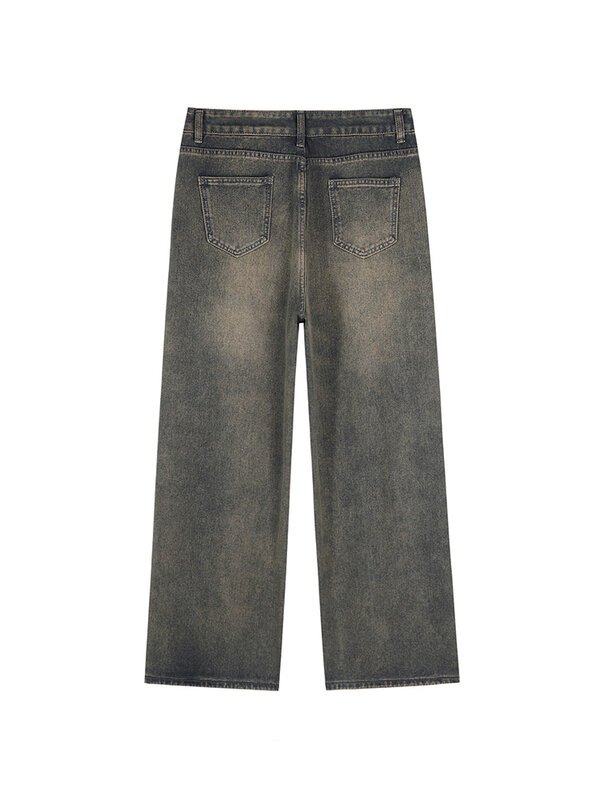 GIBSIE-Calças Retro Americanas Denim de Perna Larga, Jeans de Cintura Alta, Streetwear Solto Lavado, Do Old High Street, Plus Size, 2024