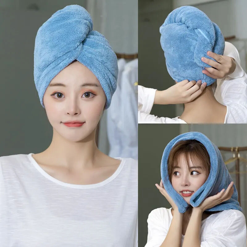 Women Long Hair Quick-Dry Hair Towel Soft Microfiber Towels Shower Cap Towel Bath Hats for Women Dry Hair Cap Lady Turban Head