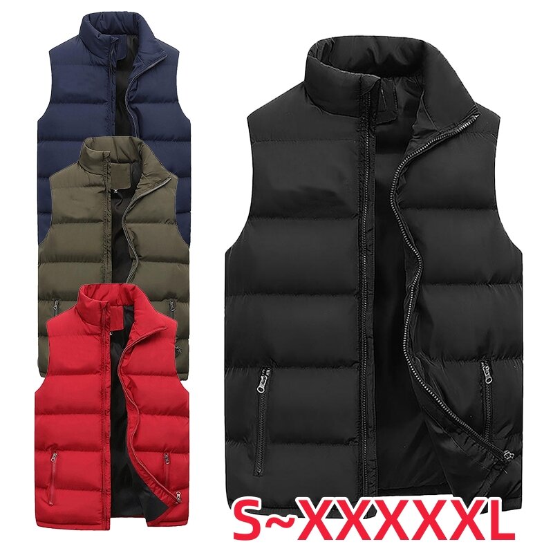 Fashion Men's Tank Top Coat Casual Fashion Warm Tank Top Slim Fit Sleeveless Thickened Standing Collar Tank Top Jacket 4 Colors