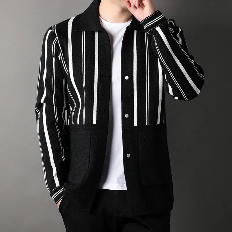 High Quality Men's Knitted Cardigan  Buttonless  Casual  Suits Man Clothes Coats Jacket