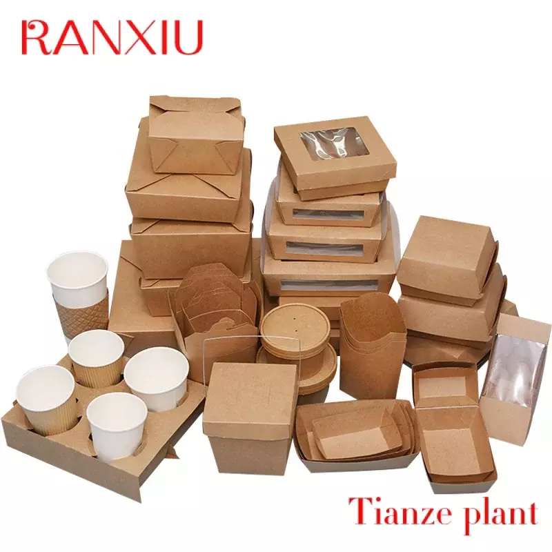 Custom Top Sale Biodegradable Food Packaging Take Out For Restaurant Kraft Paper box from China