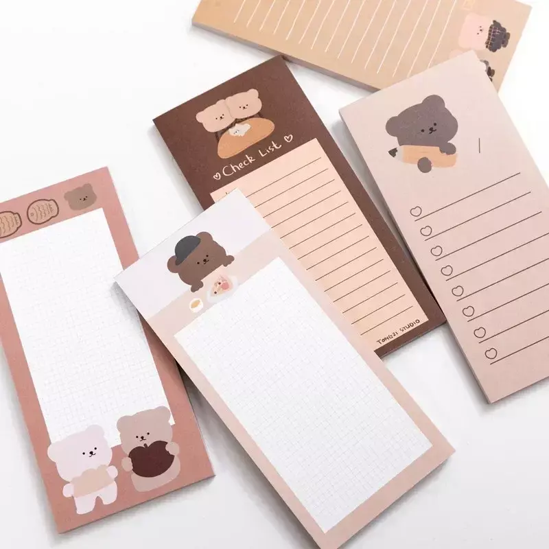 귀여운 한국 비스킷 곰 메모장, 메시지 메모 패드, 장식 메모장, 체크 리스트, 문구 사무용품, 50 매