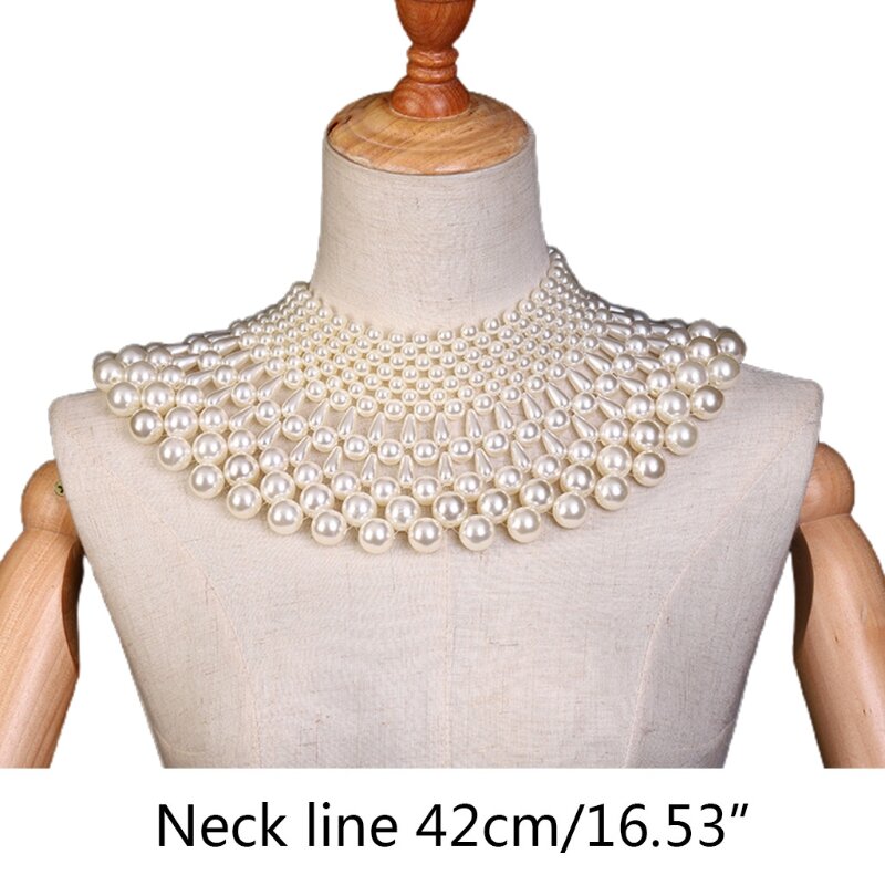 Robe mariée collier déclaration en forme d'éventail perle bavoir perlé collier ras du cou châle