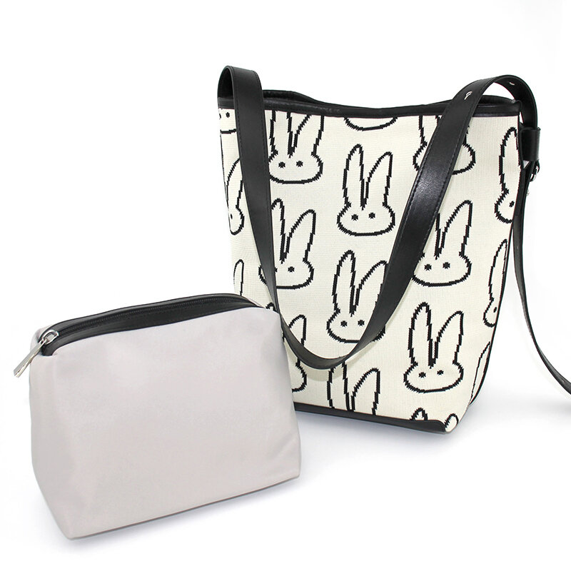 플라워 프린세스 BUUNY 여성용 가방, 2024 트렌드 니트 버킷백, 디자이너 패션 숄더 크로스바디 소녀 가방